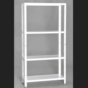 Scaffalature a bulloni in kit – 4 piani – verniciate colore bianco